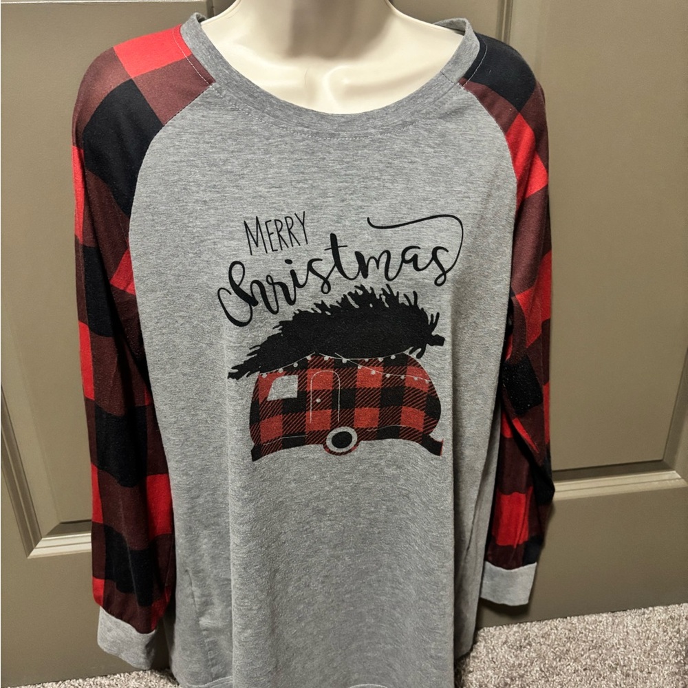 Merry Christmas Plaid Raglan Shirt